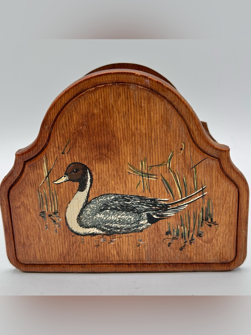 Vintage Wood Napkin Holder Duck Design 6.25" x 5.25"
